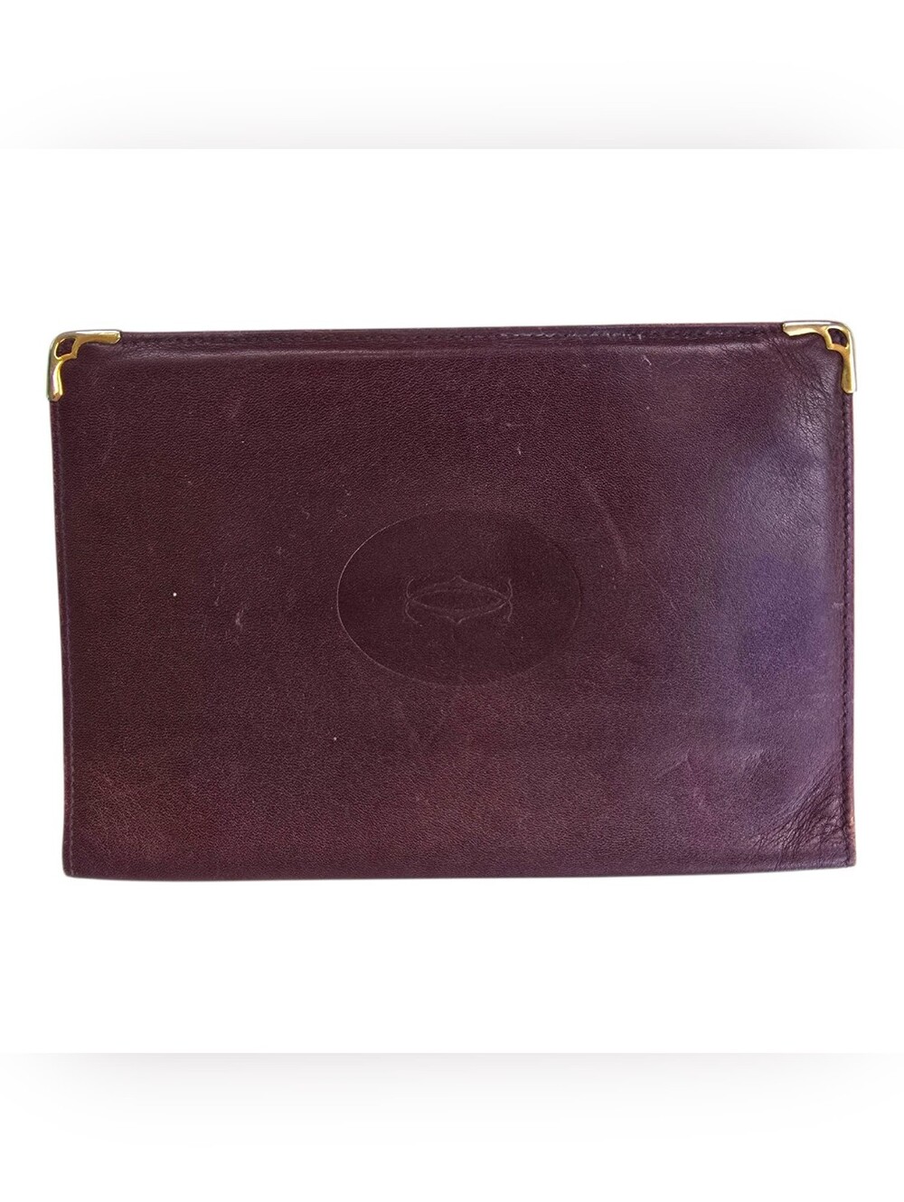 Authentic Vintage Must de Cartier Long Bifold Wallet/Checkbook Cover - Burgundy